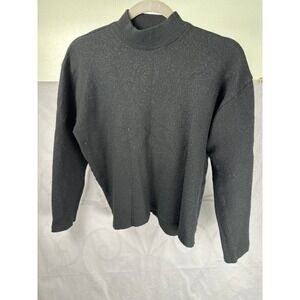 Vintage Cambridge Black mock Neck Sweater L | Minimalist Grunge Academia